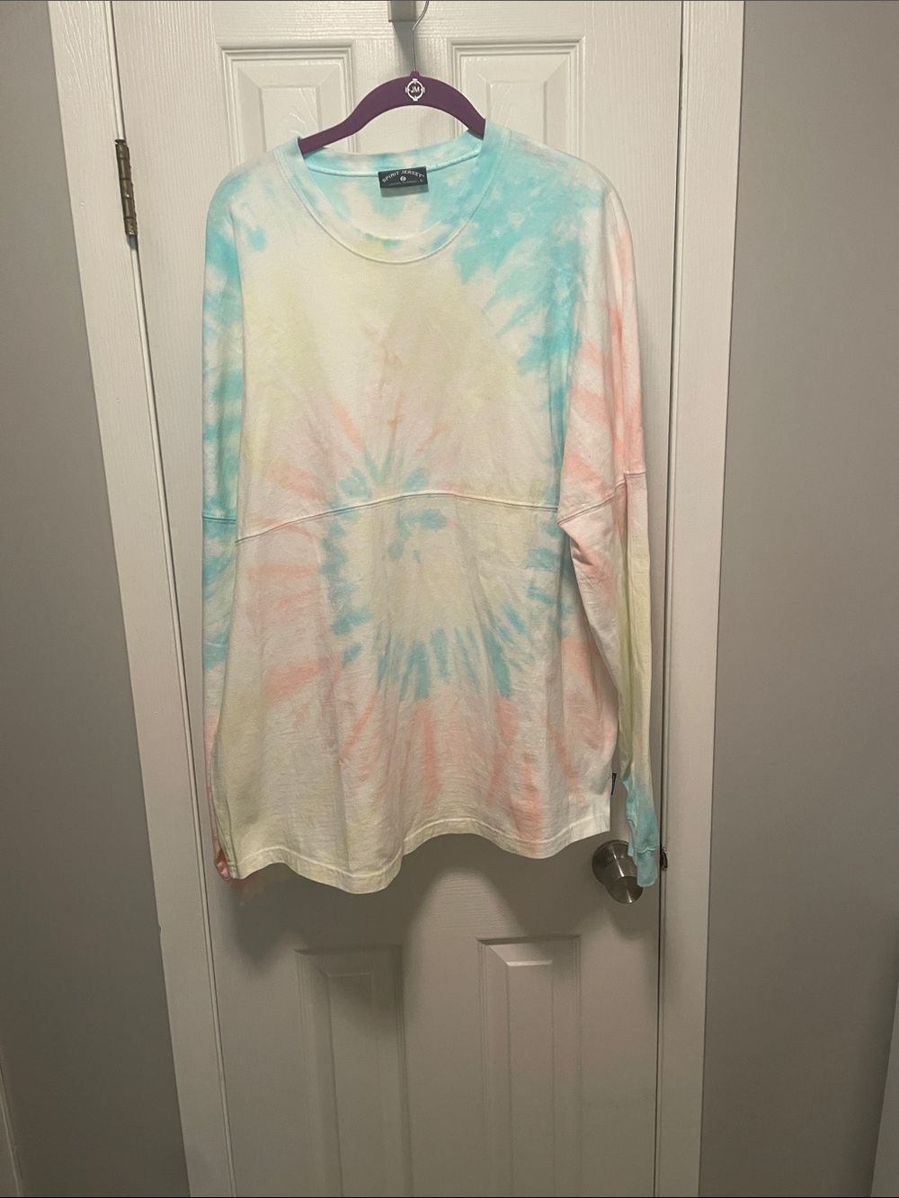 Tie-Dye Long Sleeve Crewneck Top - Pastel Multi